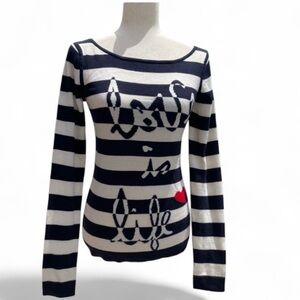 Diane Von Furstenberg Striped Pullover Boatneck Sweater